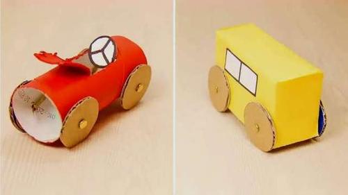 儿童小手工制作:幼儿diy巧制小汽车,简单易学趣味游戏