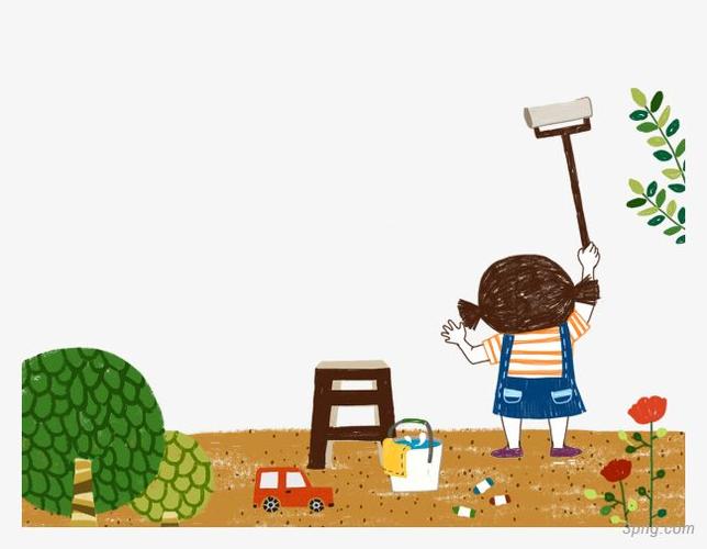 卡通手绘劳动png素材透明免抠图片动植人物