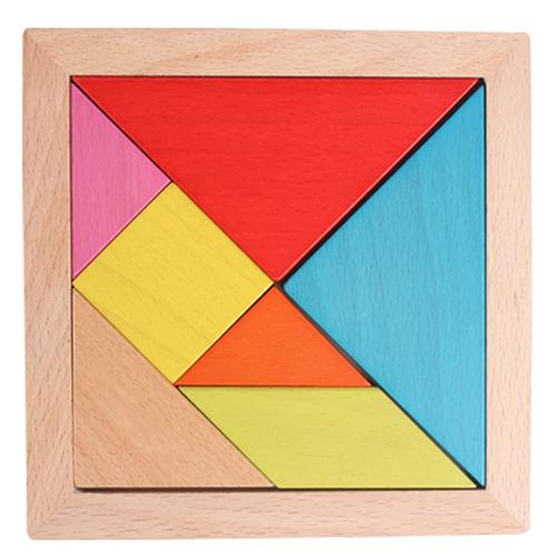 木制七巧板积木大号 宝宝智力木质拼图玩具儿童益智玩具345-6-8岁