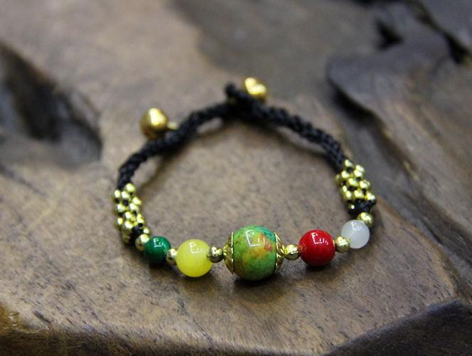 新款民族风饰品尼泊尔珠串手链 复古创意女款蜡绳编织复古手饰