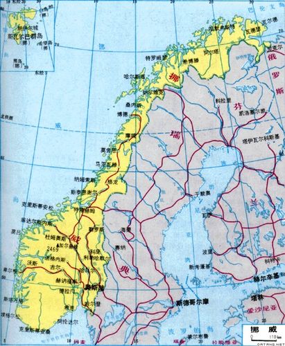 挪威地图高清中文版 今生的唯一