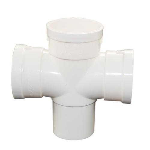 内外四通水管十字承pvc插平面四通排水直角塑料配件接头管立体50