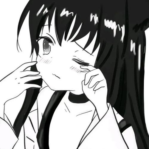 黑白漫画女头|日系黑白动漫女生头像