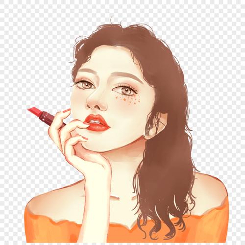 擦口红女孩