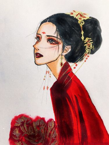 古风头像,马克笔手绘,临摹