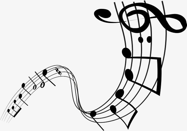 乐谱图矢量黑色弯曲五线谱图