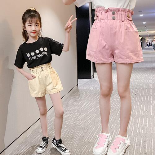 乌鹿女童短裤夏装新款中大童棉布裤夏季公主装女宝宝裤子儿童短裤学生