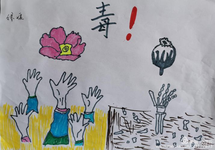 普定县特殊教育学校2020年春季学期"禁毒宣传月"学生绘画比赛网络作品