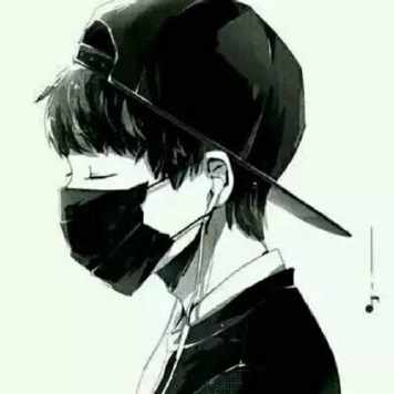 黑白戴口罩动漫头像女