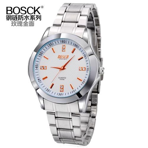 bosck香港铂仕手表 男士钢链防水礼品休闲手表 朗迈铂仕表h3208b