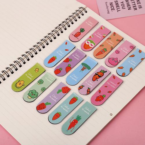 18个送铁盒 磁性书签 创意小清新磁铁书签 可爱卡通复古磁性书签学生