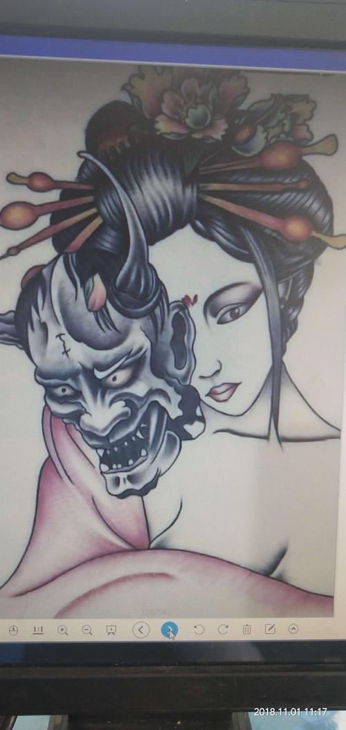 艺伎纹身手稿～昆山老兵纹身