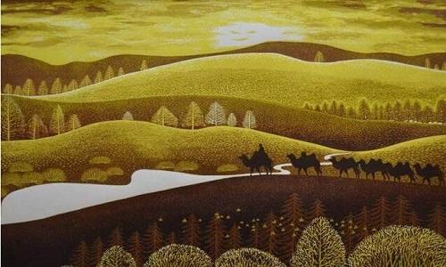 近百件奈曼版画亮相展现大漠风情