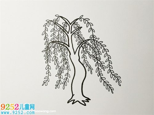 简单又好看的柳树画法 柳树简笔画