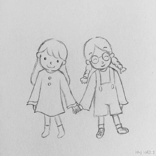 小姐妹简笔画