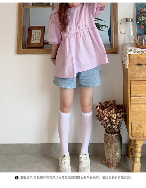 女生薄袜子夏天小腿袜长筒袜学生显瘦美腿白色小腿袜.