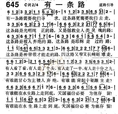 下载645有一条路歌谱