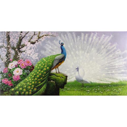 朝鲜油画 一级画家《孔雀》