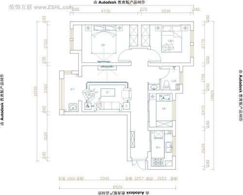 87平阳光城现代简约-户型平面布置图