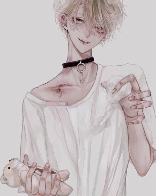 暗黑风格手机壁纸,病娇,白发少年