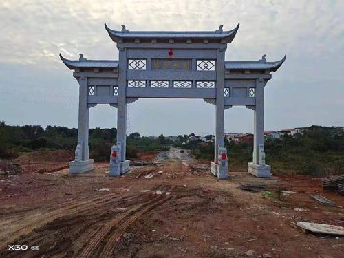 定制花岗岩三门石牌坊 古建石雕牌楼村口景区寺庙大理石牌坊门楼