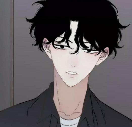动漫头像:黑色卷发少年