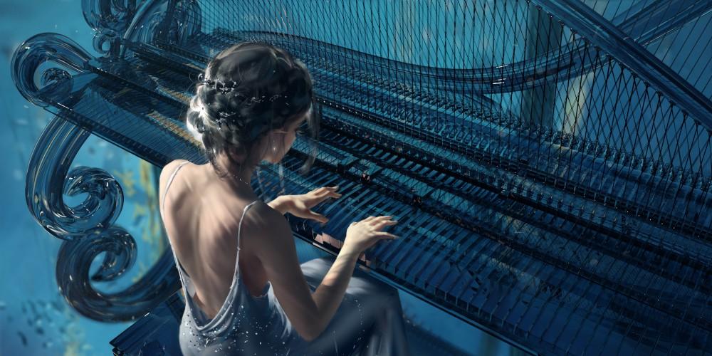 鬼刀海琴烟弹钢琴高清电脑8k桌面壁纸