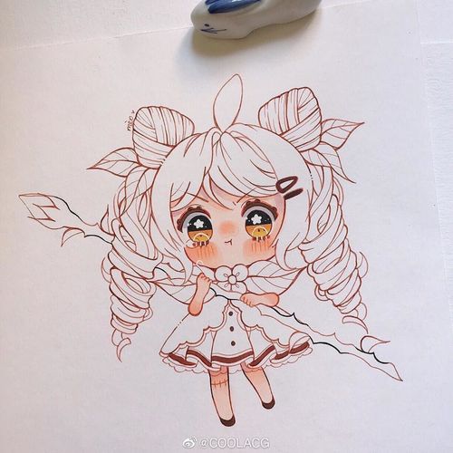 人物黑白动漫素材插画绘画线稿手绘女生男生长发短发转载