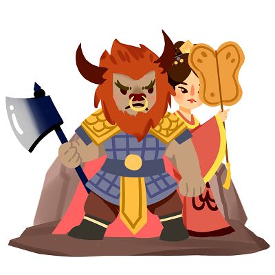 卡通手绘西游记牛魔王插画人物素材