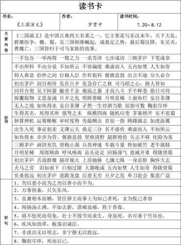 读书卡二《三国演义》