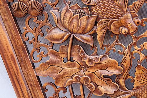 扇形6 米 1 香樟 玄关背景墙装饰客厅墙壁挂画挂屏牌匾透雕 东阳木雕