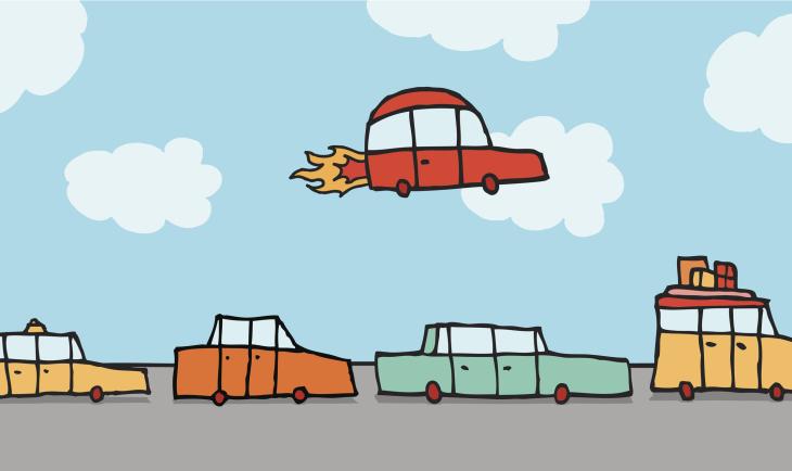 flying car gets above traffic