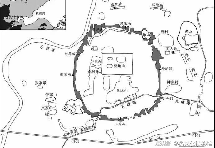 良渚古城的外郭结构示意图,图源网络