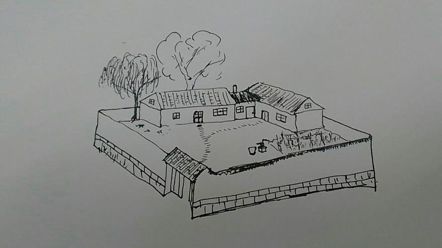 手绘农村院落过程