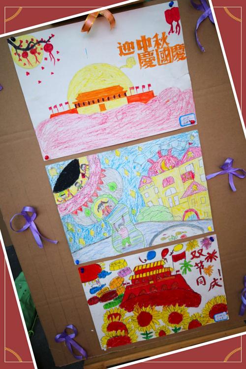 佳佳幼儿园托小班段"迎国庆庆中秋"亲子幼儿绘画活动