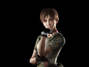 桌面壁纸,,生化危机系列,黑色背景,rebecca chambers,,3d图形,女孩