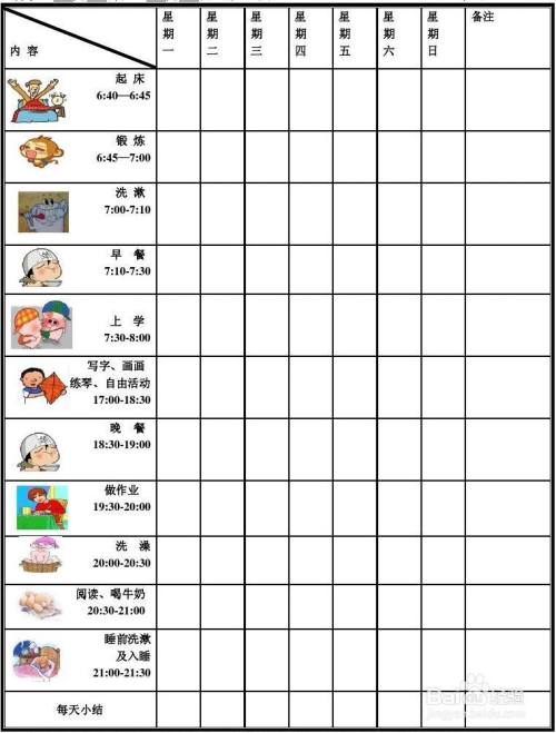 正确制定孩子日常作息表.