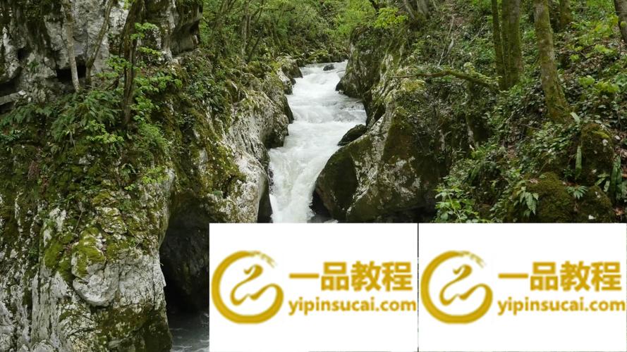 森林河流激流猛进河水汹涌澎湃山涧瀑布直流而下水运动高清视频实拍