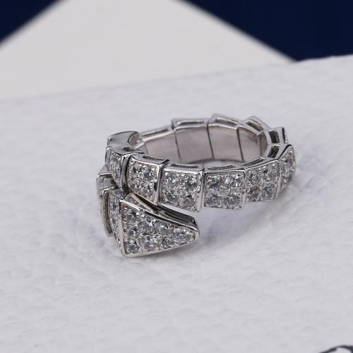 s925纯银蛇形戒指 韩版镶钻单圈蛇戒 欧美大牌同款可调节指环