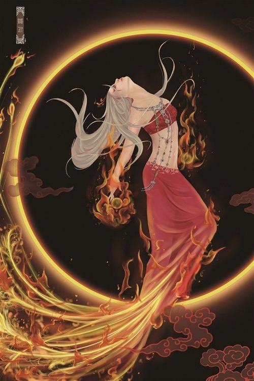 原创,浴火凤凰,插画,手绘,古风