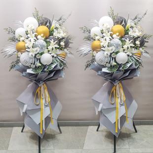 鲜花开业花篮上海同城速递配送三角架乔迁庆典演出发布会气球花篮