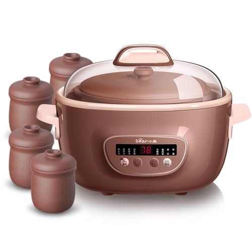 小熊隔水炖盅紫砂电炖锅陶瓷煲汤锅煮粥全自动家用多功能电炖炖锅褐色