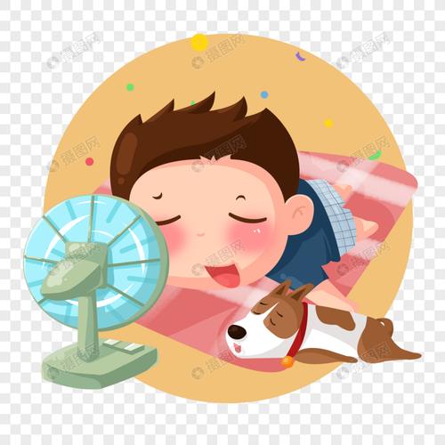 躺着吹风扇的男孩