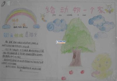 草地上的小动物手抄报 积极向上的手抄报