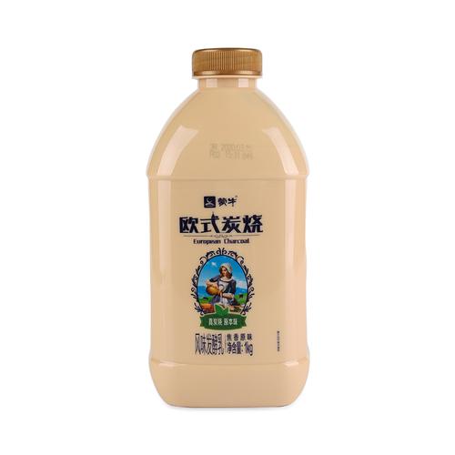 蒙牛炭烧酸奶褐色1kg2桶装焦香大瓶益生菌风味发酵乳