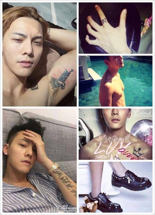 8,陈伟霆:左手胳膊内侧,左手食指上,右肩上,右脚脚踝,腰上,左前臂