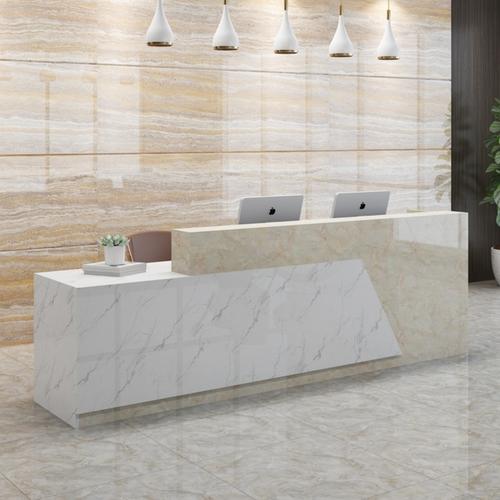 仿大理石纹路前台接待台简约现代大气创意吧台公司吧台转角收银台