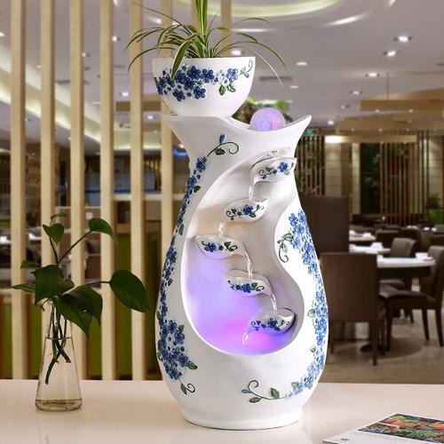 流水喷泉摆件风水轮招财室内装饰品现代欧式客厅转咔蜷_业礼品器