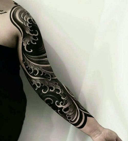 黑臂纹身手稿_纹身_花臂_美妆_彩妆