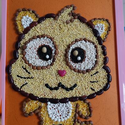 五谷杂粮粘贴画 手工diy黏贴画 拼画 豆子画 小老虎a4